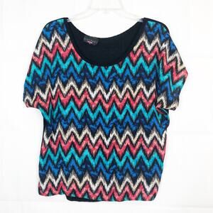 Discreet Multicolor Y2K Chevron Top Juniors Large Artsy Minimalist Dressy Flowy